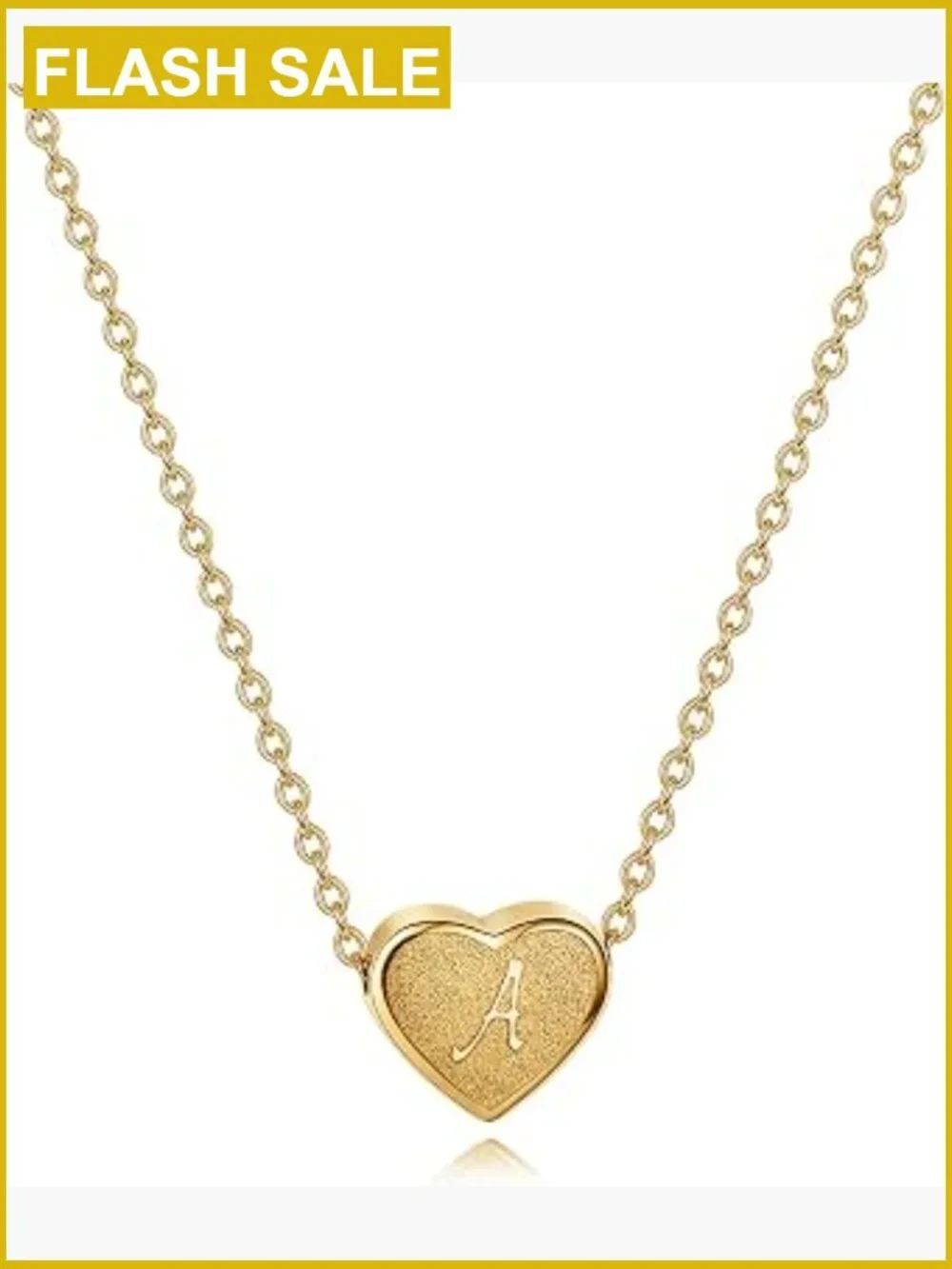 18k Gold Plated Stainless Steel Initial Heart Pendant Necklace for Girls Women